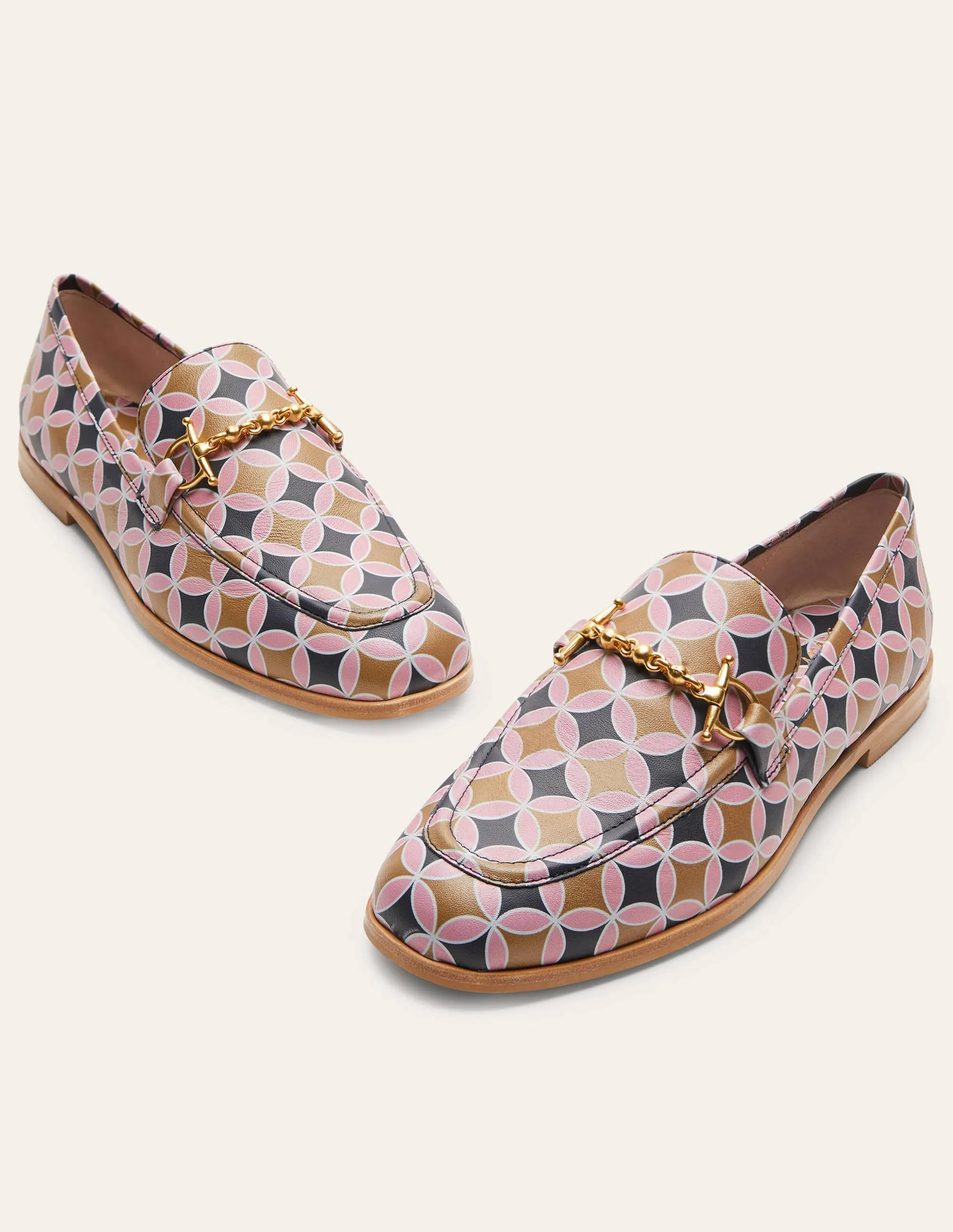 Snaffle Detail Leather Loafers-Camel, Spiro