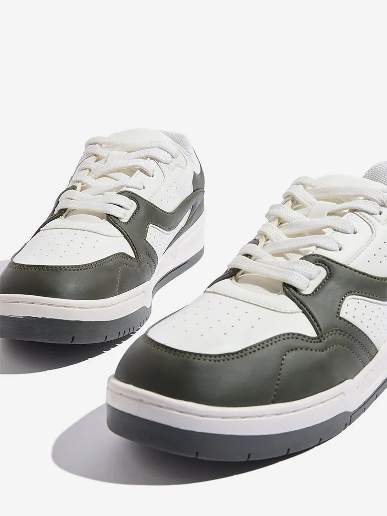SOLEPLAY Olive Colour-Blocked Lace-Up Sneakers