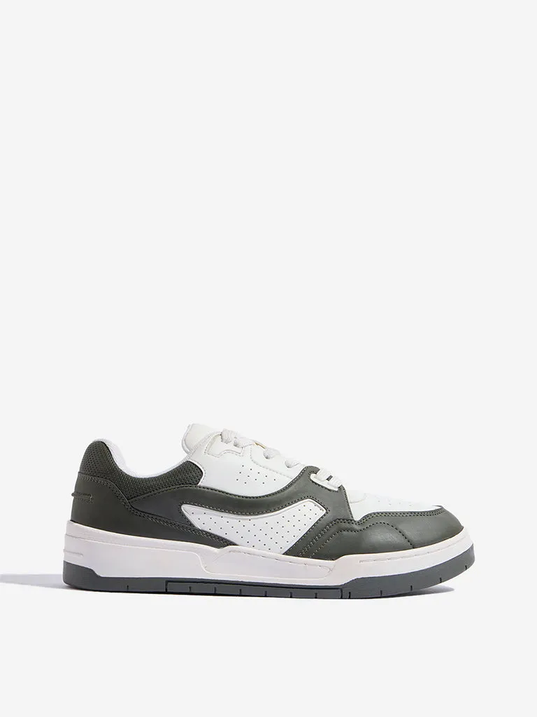 SOLEPLAY Olive Colour-Blocked Lace-Up Sneakers