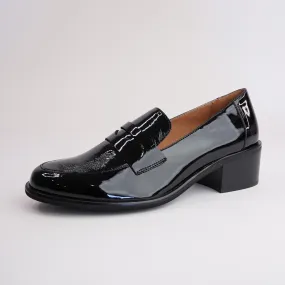 Stiller Black Patent Leather Heeled Loafers