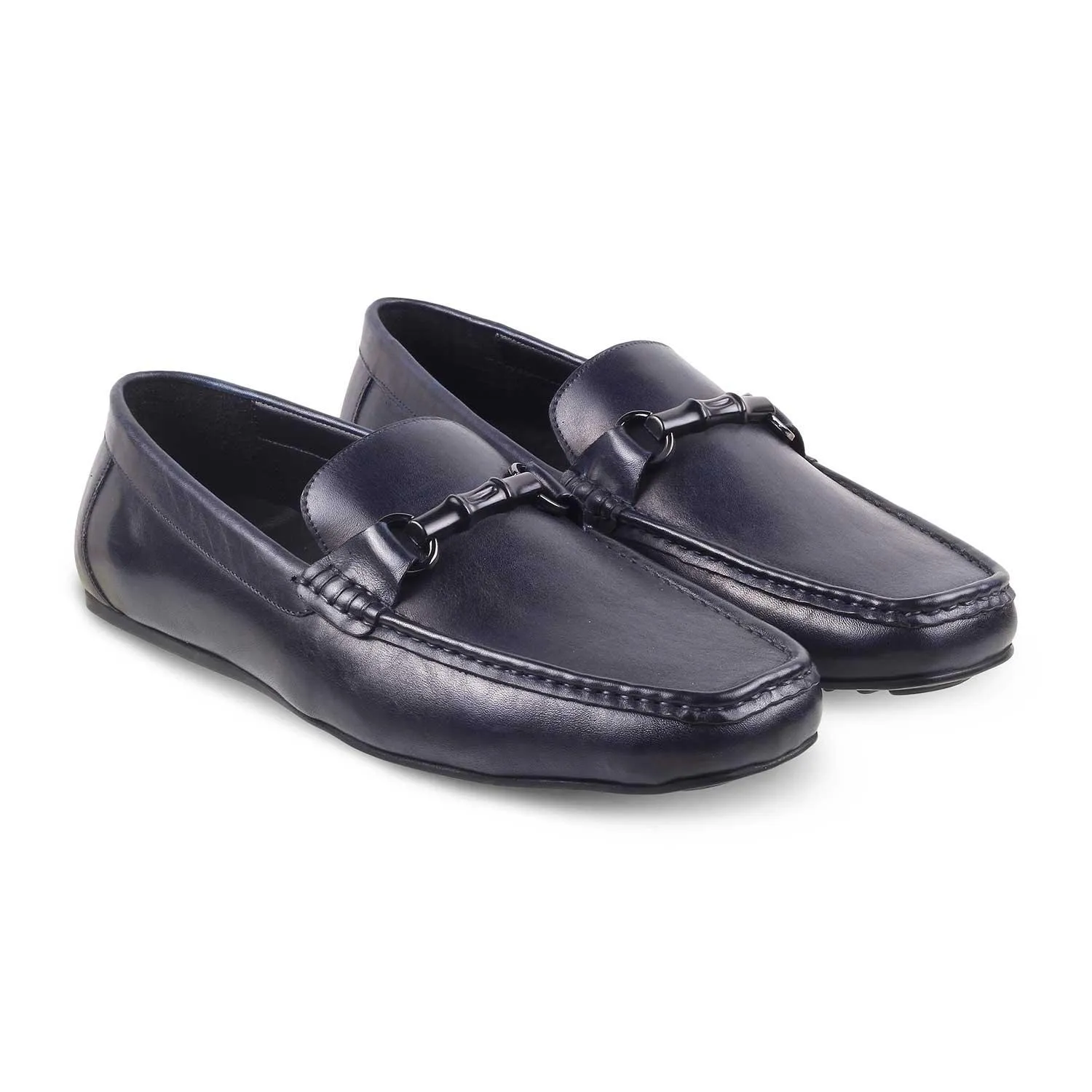 The Porter Navy Men's Leather Loafers Tresmode