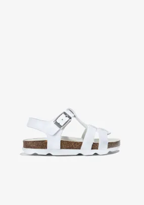 Unisex White Bio Buckle Sandals