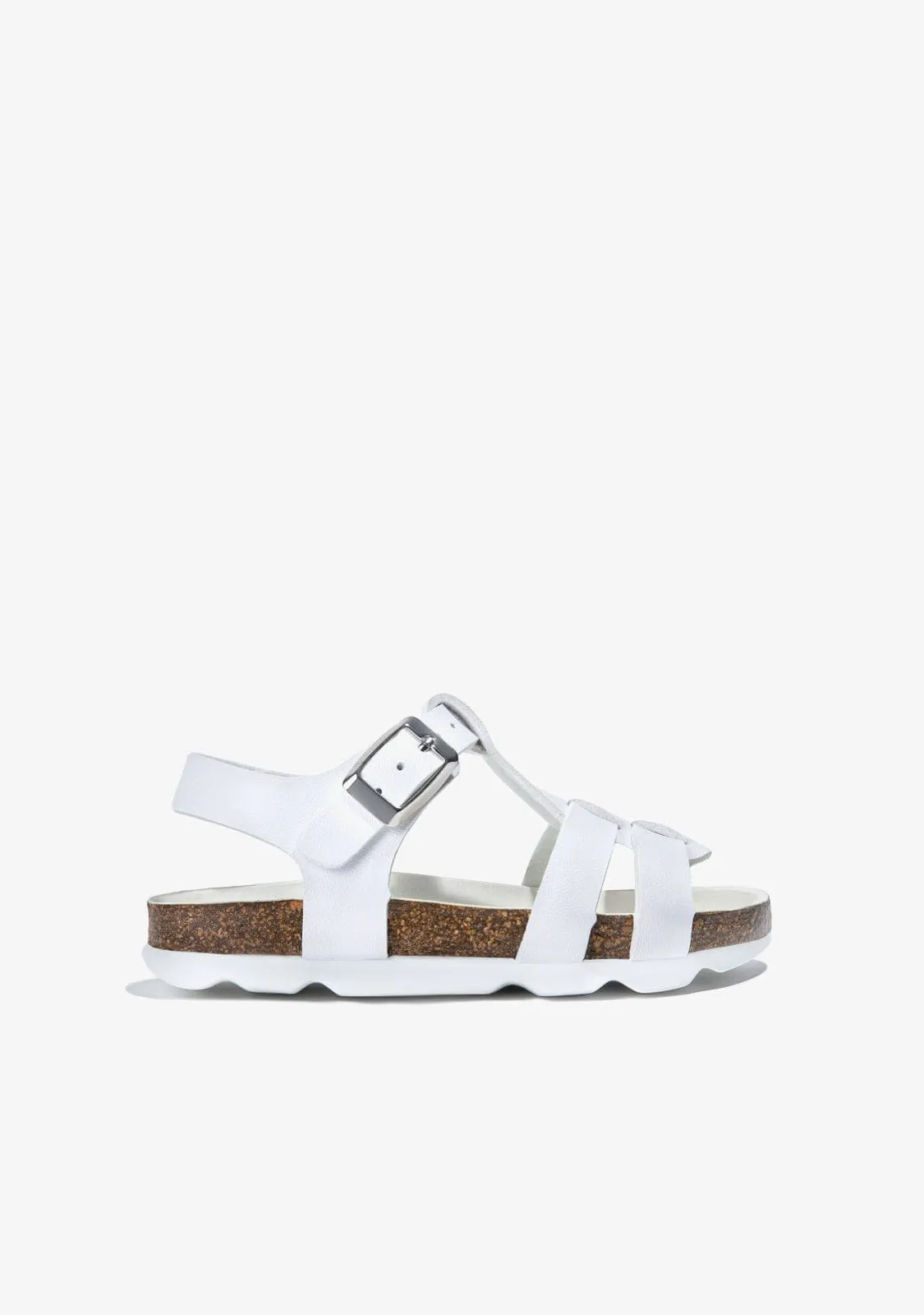 Unisex White Bio Buckle Sandals