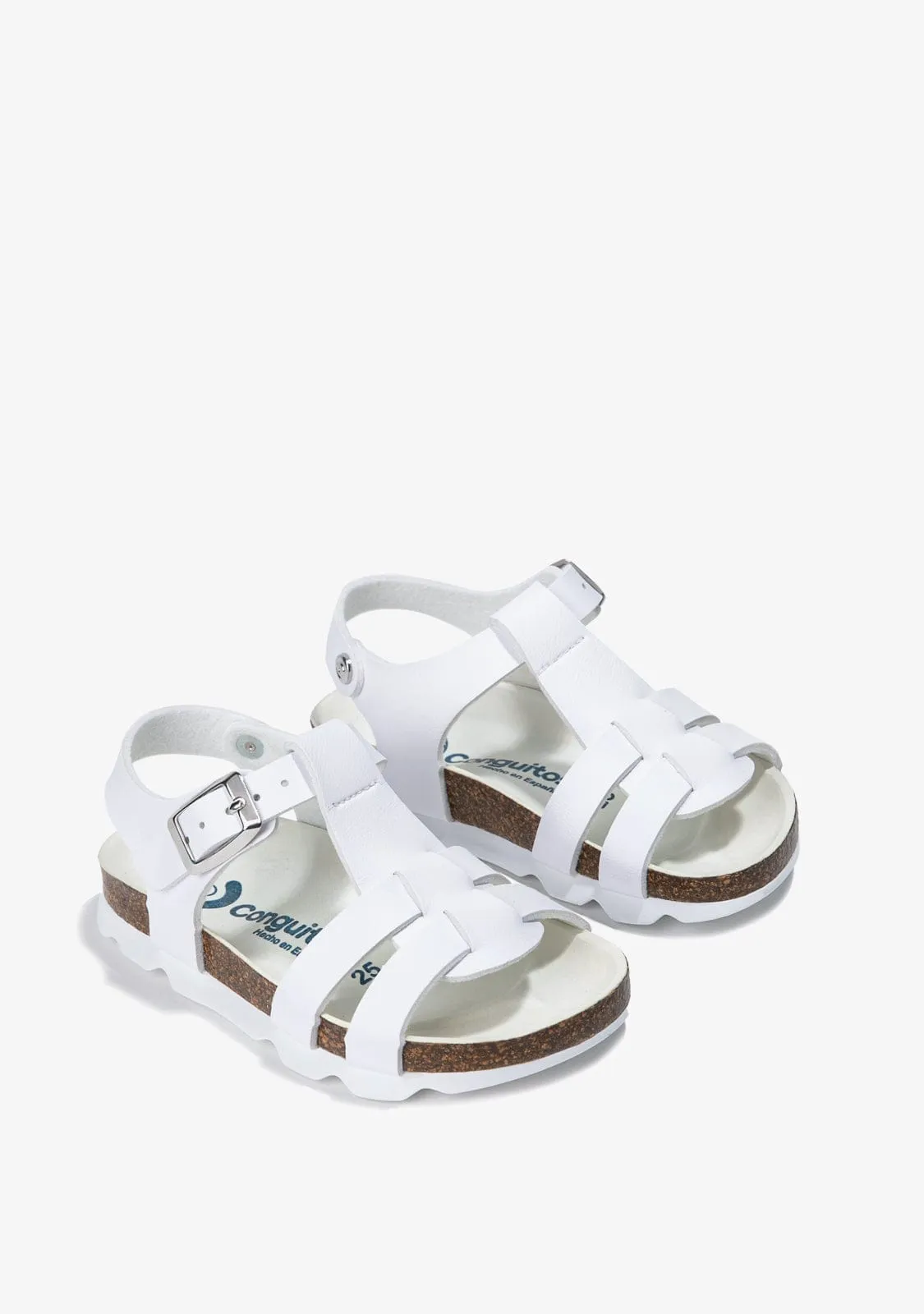 Unisex White Bio Buckle Sandals