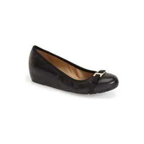 Vaneli Womens Aretha Black Leather Wedge Pump