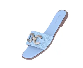 WOMAN'S SHOES LIGTH BLUE RAFFIA SANDALS DOHA-1