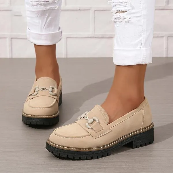 Women's Stylish Horsebit Slip-on Thick Sole Loafers 45134129S