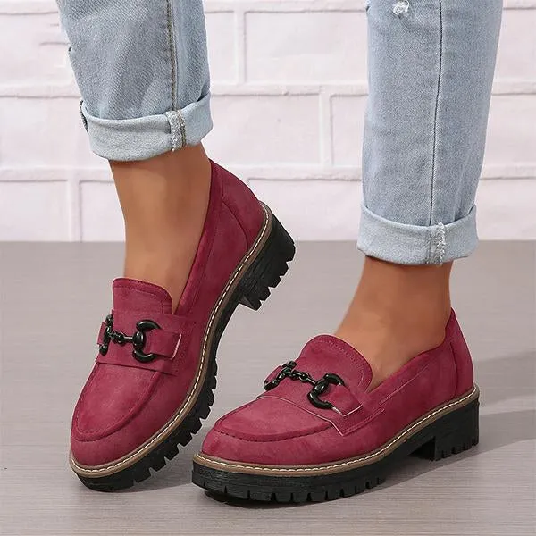 Women's Stylish Horsebit Slip-on Thick Sole Loafers 45134129S